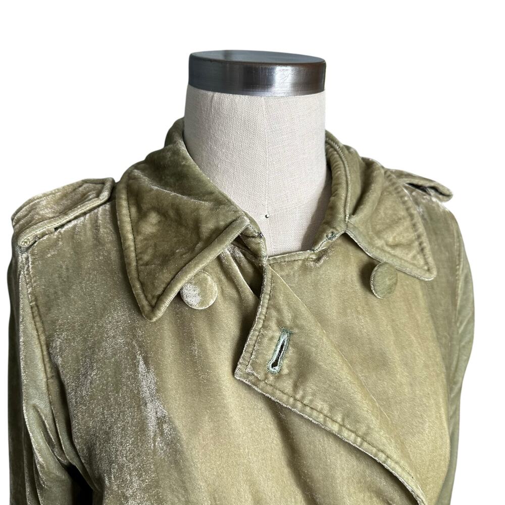 SCOTCH & SODA Very Very Velvet Green Belted Trench Coat Jacket Women's Size S - Picture 5 of 10